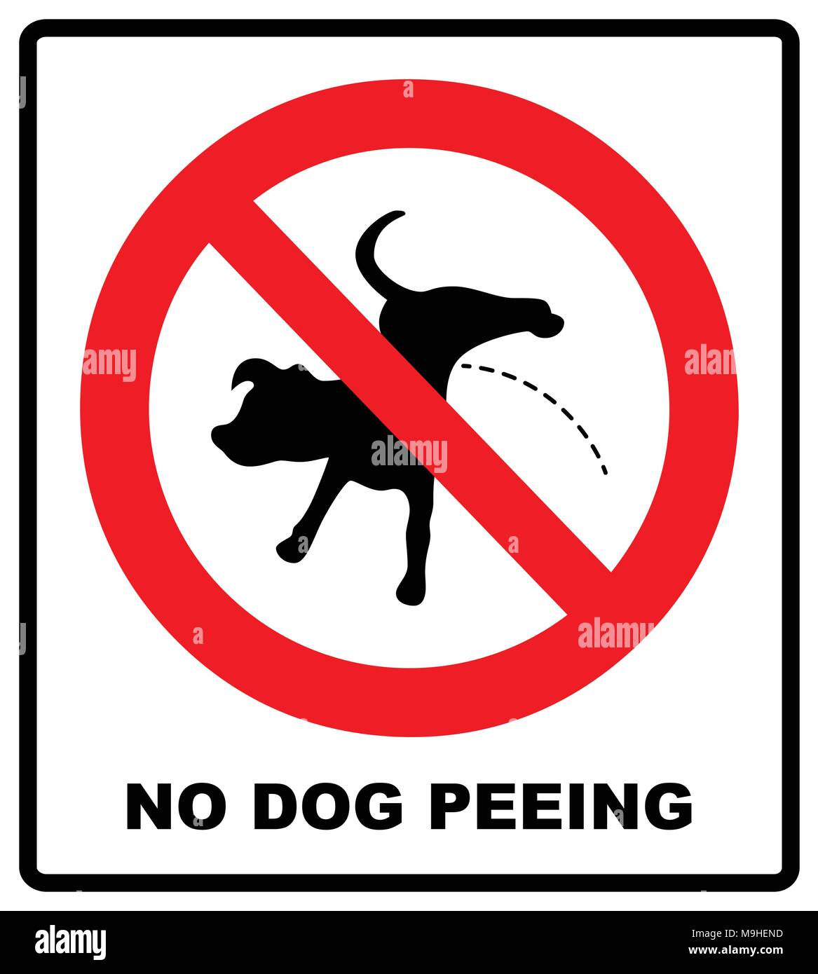 Advertencia prohibido firmar ningún perro orinando. Ilustración