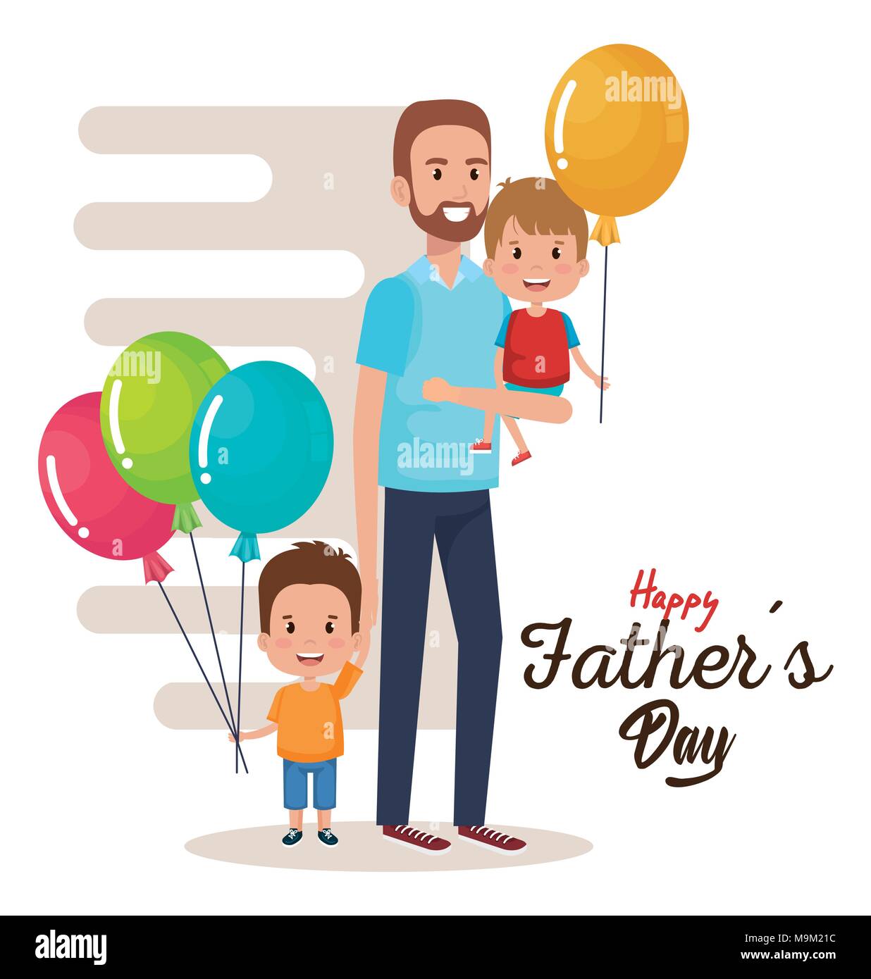 Feliz Día del padre personajes con globos de aire Imagen Vector de stock Alamy