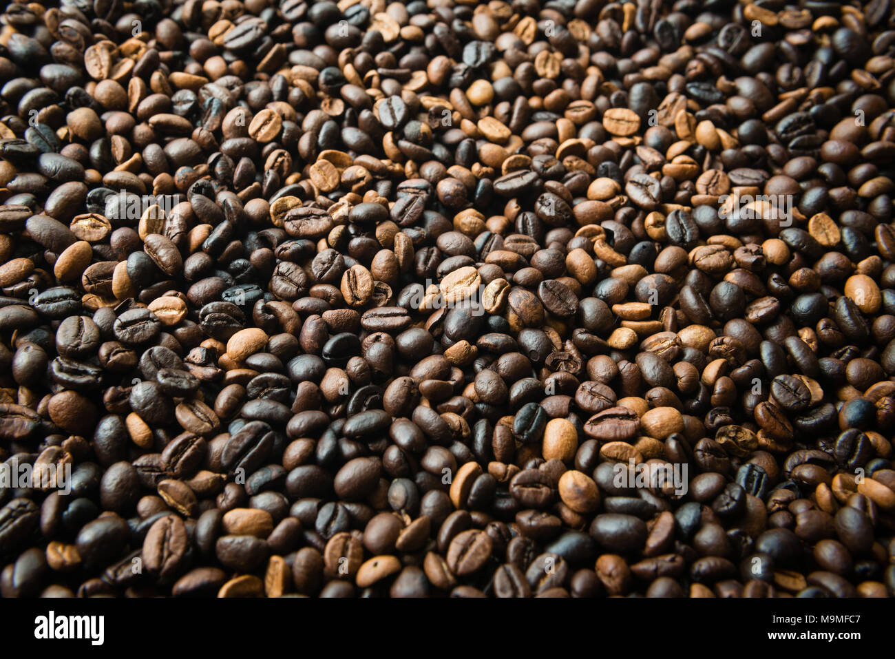 Café recién molido Molido grueso con una mezcla de granos de café arábica y  robusta Fotografía de stock - Alamy