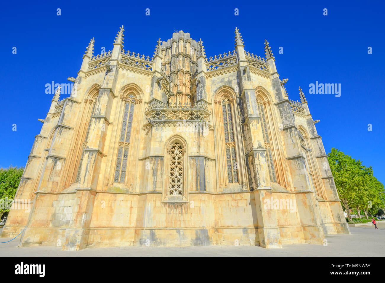 Monasterio de Batalha popular, uno de los mejores ejemplos de la arquitectura gótica en Portugal, mezclado con el estilo manuelino. Convento dominicano de Santa María de la victoria en la ciudad de Batalha, Patrimonio de la Unesco. Foto de stock