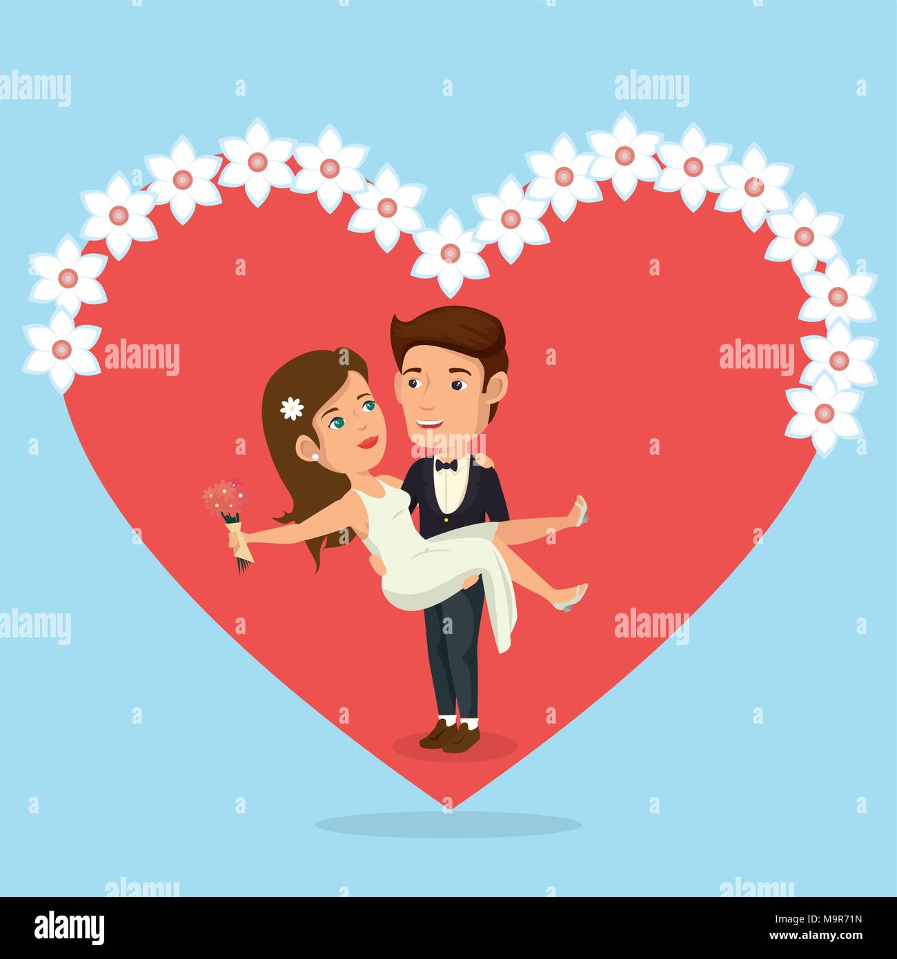Imagen Romantica De Pareja Casada Con Corazon Imagen Vector De Stock Alamy