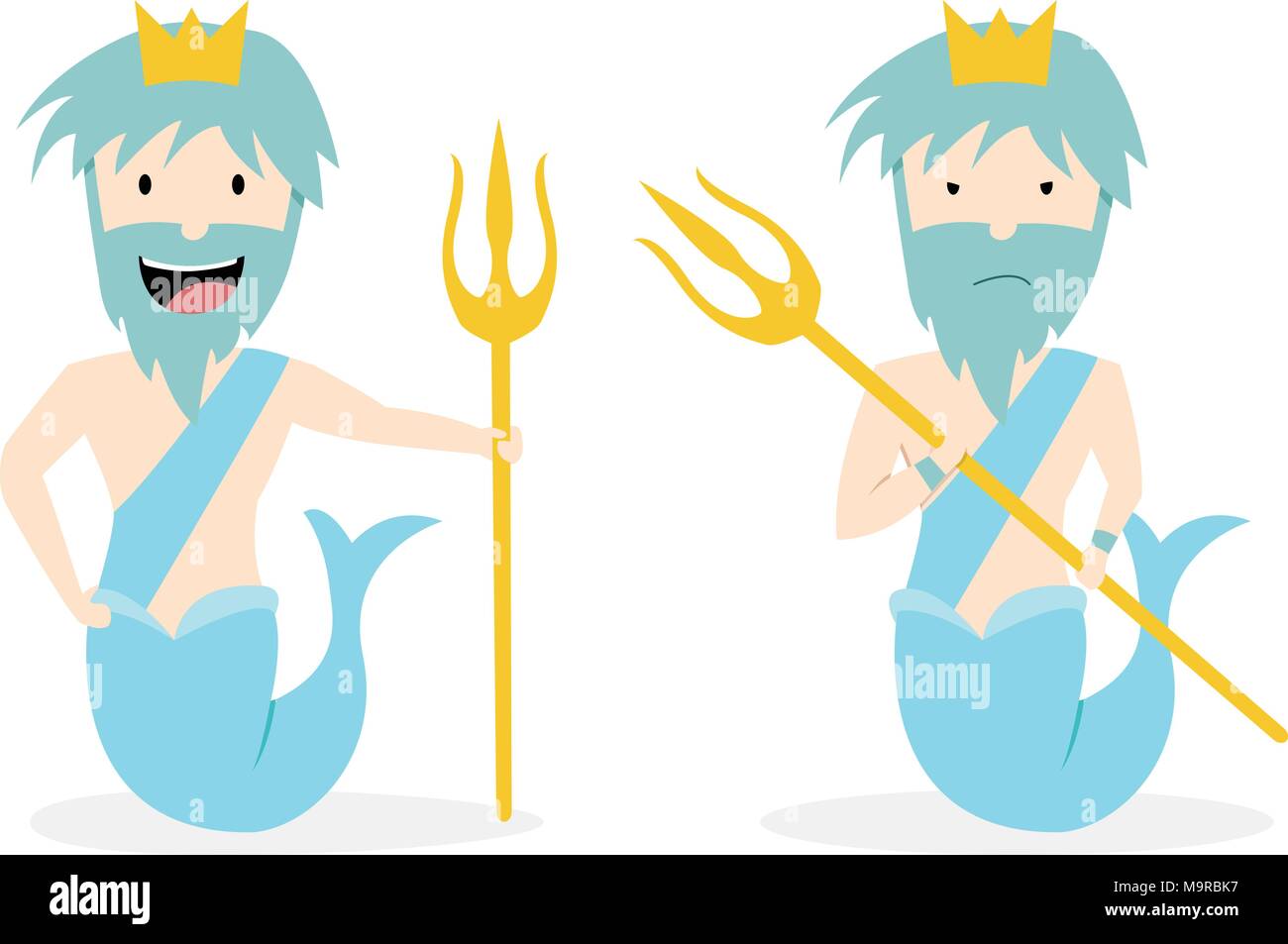 Poseidón, dios del mar en planos de diseño de arte vectorial Ilustración del Vector