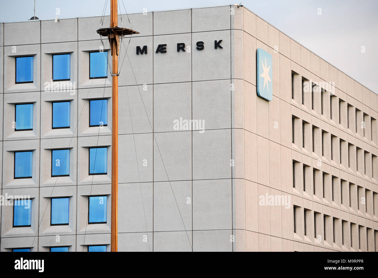 Sedes de A.P. Moller Maersk Group, conglomerado empresarial danesa en el transporte, la logística y el sector energético, uno de los mayores buques portacontenedores ope Foto de stock
