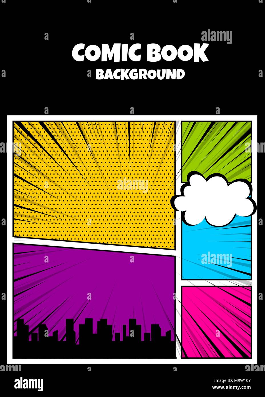 Color de tapa de libro de comics telón vertical Ilustración del Vector