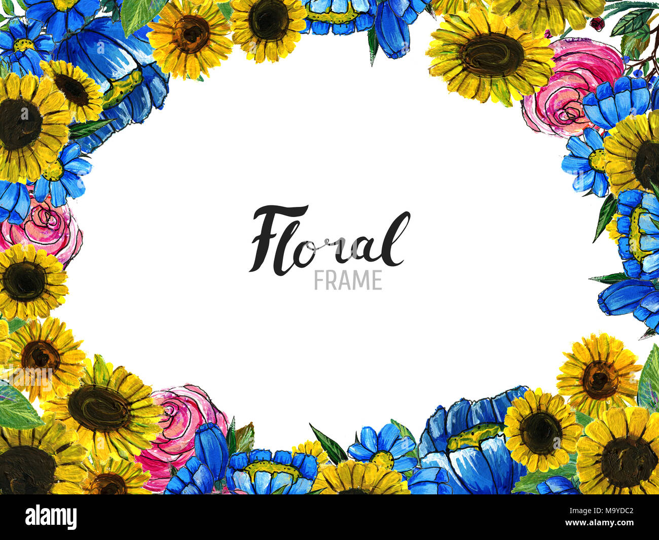 Acuarela fondo floral. Borde de flores pintados a mano. Bueno para invitaciones y tarjetas de felicitación. Bastidor de girasoles, rosas, bayas y azul wi Fotografía de stock - Alamy Acuarela fondo floral. Borde de flores pintados a mano. Bueno para invitaciones y tarjetas de felicitación. Bastidor de girasoles, rosas, bayas y azul wi Fotografía de stock - Alamy