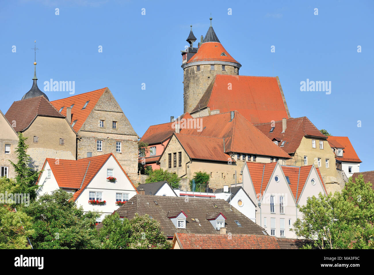 Alemania, Baden-Wurttemberg, el casco antiguo de Besigheim, Schochenturm (torre) Foto de stock