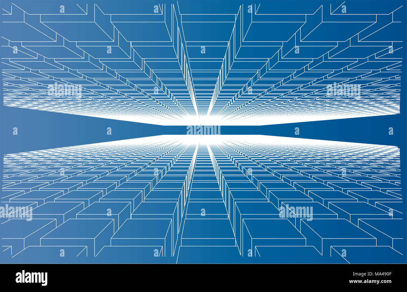 Cuadros abstractos de fondo. 3D Rendering sobre fondo azul. Foto de stock