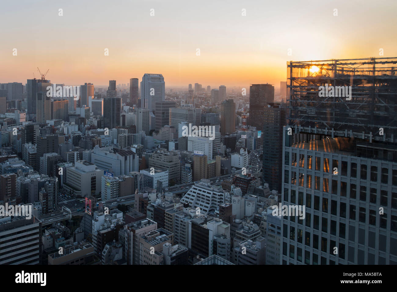 Asia, Japón Nihon, Nippon, Tokio, descripción de la ciudad, el estadio de Hamamatsucho, vista desde el World Trade Center de Tokio Foto de stock