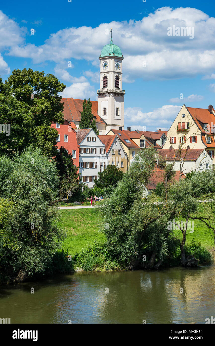 Stadtamhof, antiguo barrio de la visión del patrimonio mundial de la Unesco, Ratisbona, Baviera, Alemania Foto de stock
