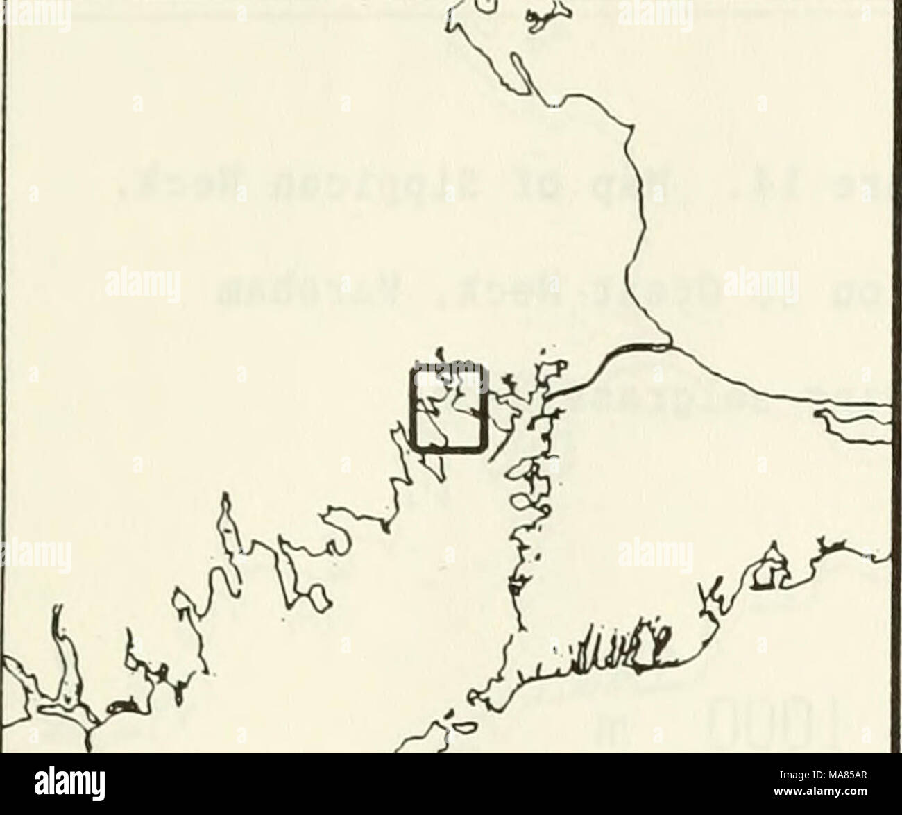 . En Eelgrass Buzzards Bay : distributation, producción y cambios históricos en abundancia . IcC - ^^^'&GT;) - Figura 13. Mapa de Sippican Cuello, Marion a Great Neck, Wareham mostrando los nombres de sitio. 1000 m Foto de stock