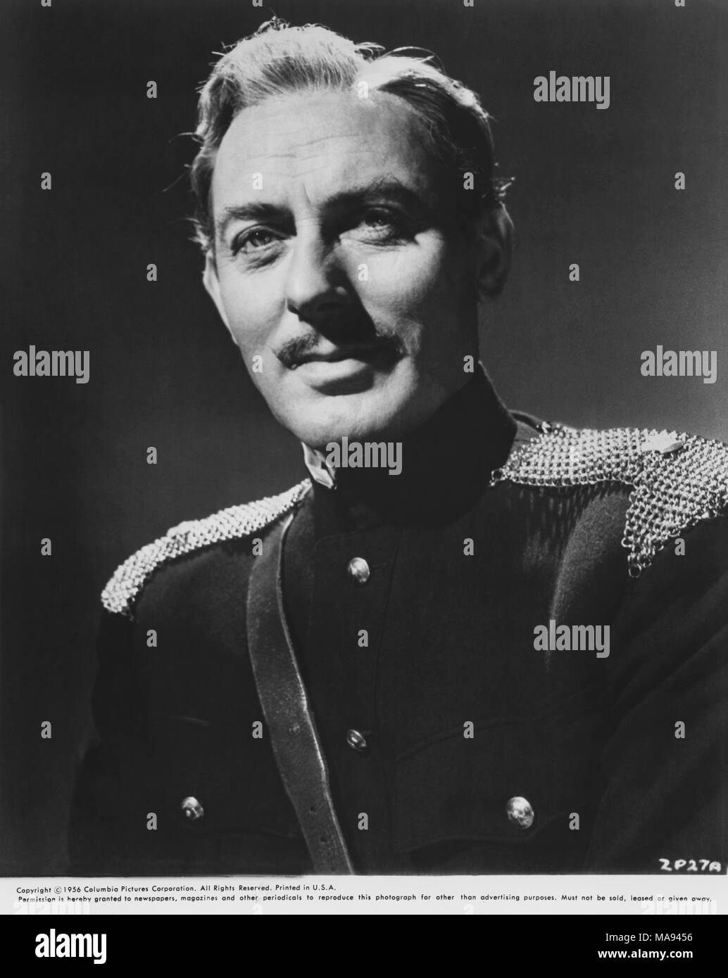 Michael Wilding, Publicidad, retrato de la película británica, "Zarak', Columbia Pictures, la película de 1956, fecha de lanzamiento, 10 de enero de 1957 Foto de stock