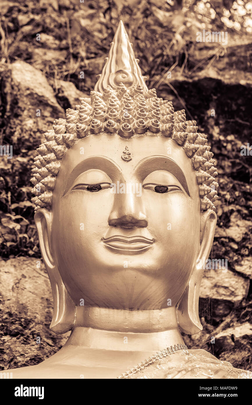 Cabeza de estatua de Buda Foto de stock