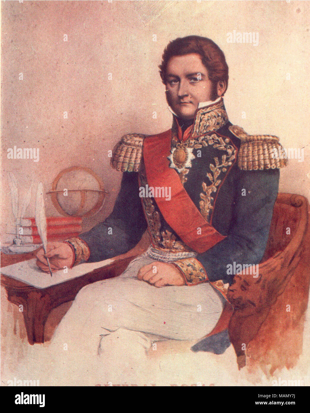 Retrato del General Juan Manuel de Rosas escrito en un pedazo de papel. . 1840s. Anónimo Foto de stock