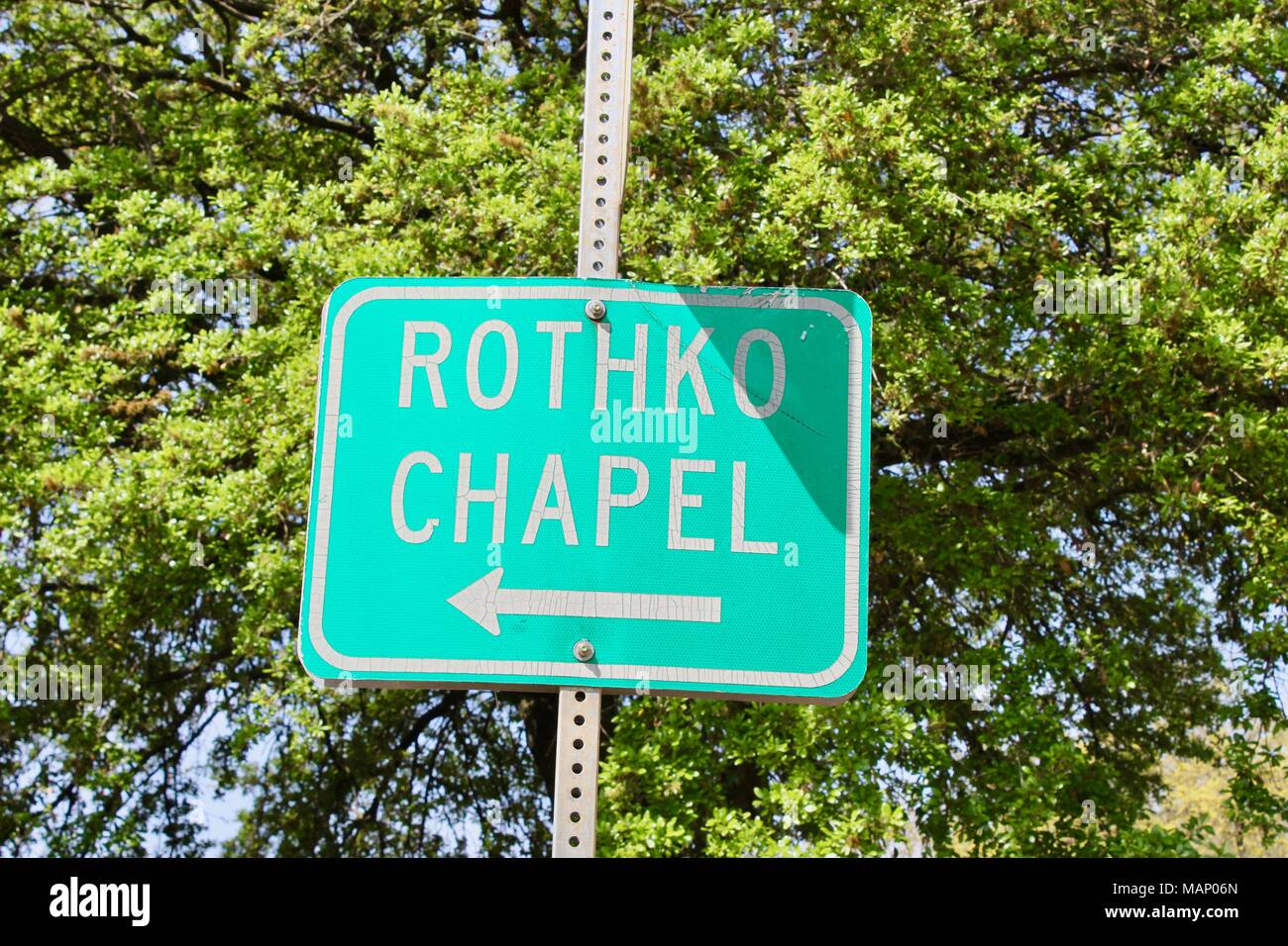 Dirección firmar por rothko chapel Houston, Texas, EE.UU. Foto de stock