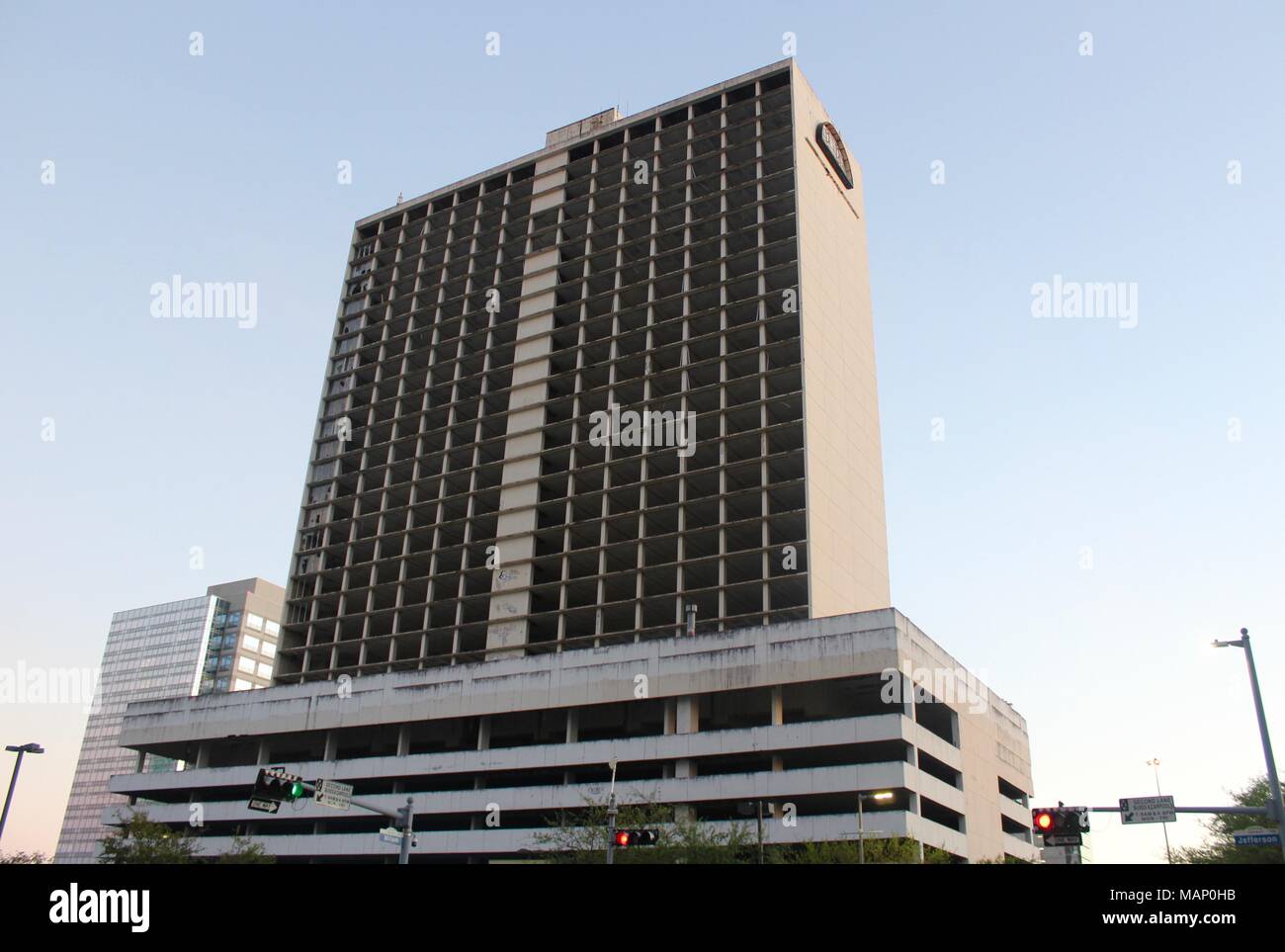 Los abandonados Days Inn hotel en el centro de Houston, Texas, EE.UU. Foto de stock