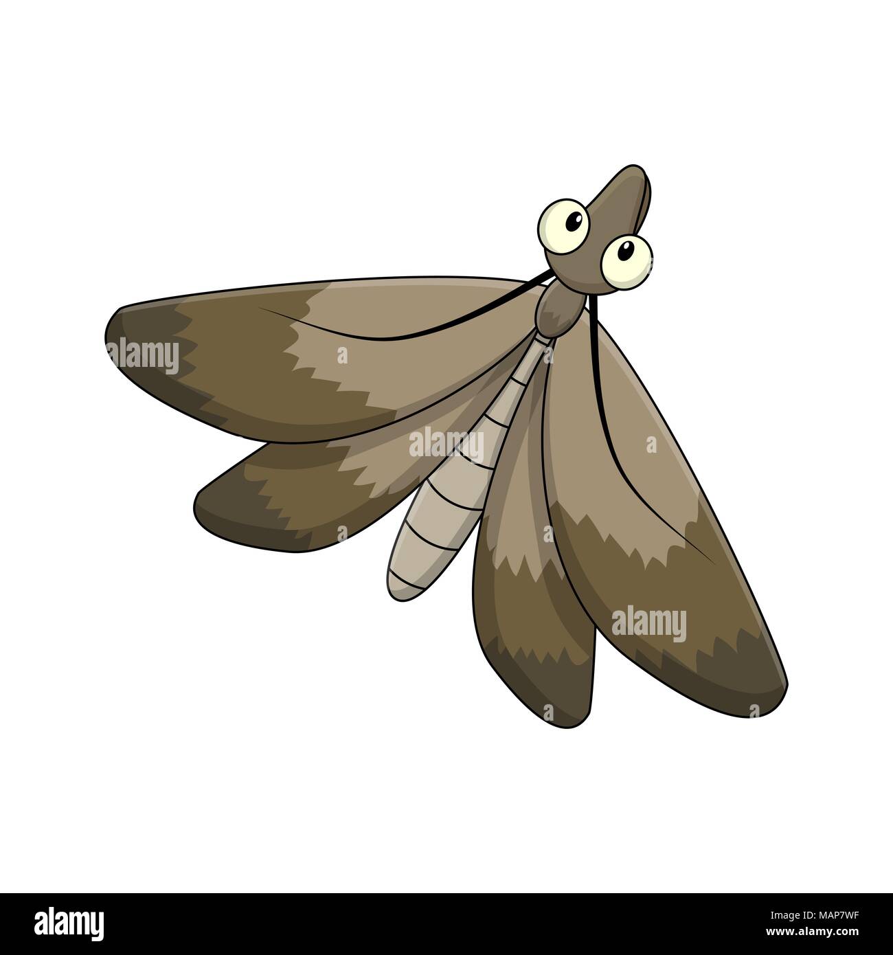 Cartoon moth insecto aislado sobre fondo blanco. Ilustración del Vector