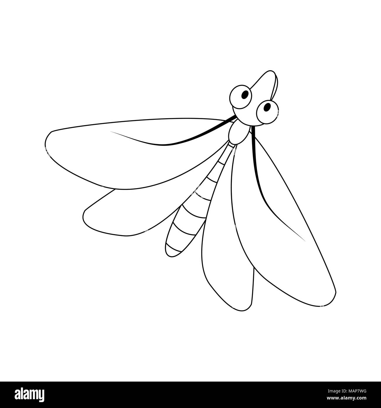 Cartoon polilla insectos esquema aislado sobre fondo blanco. Ilustración del Vector