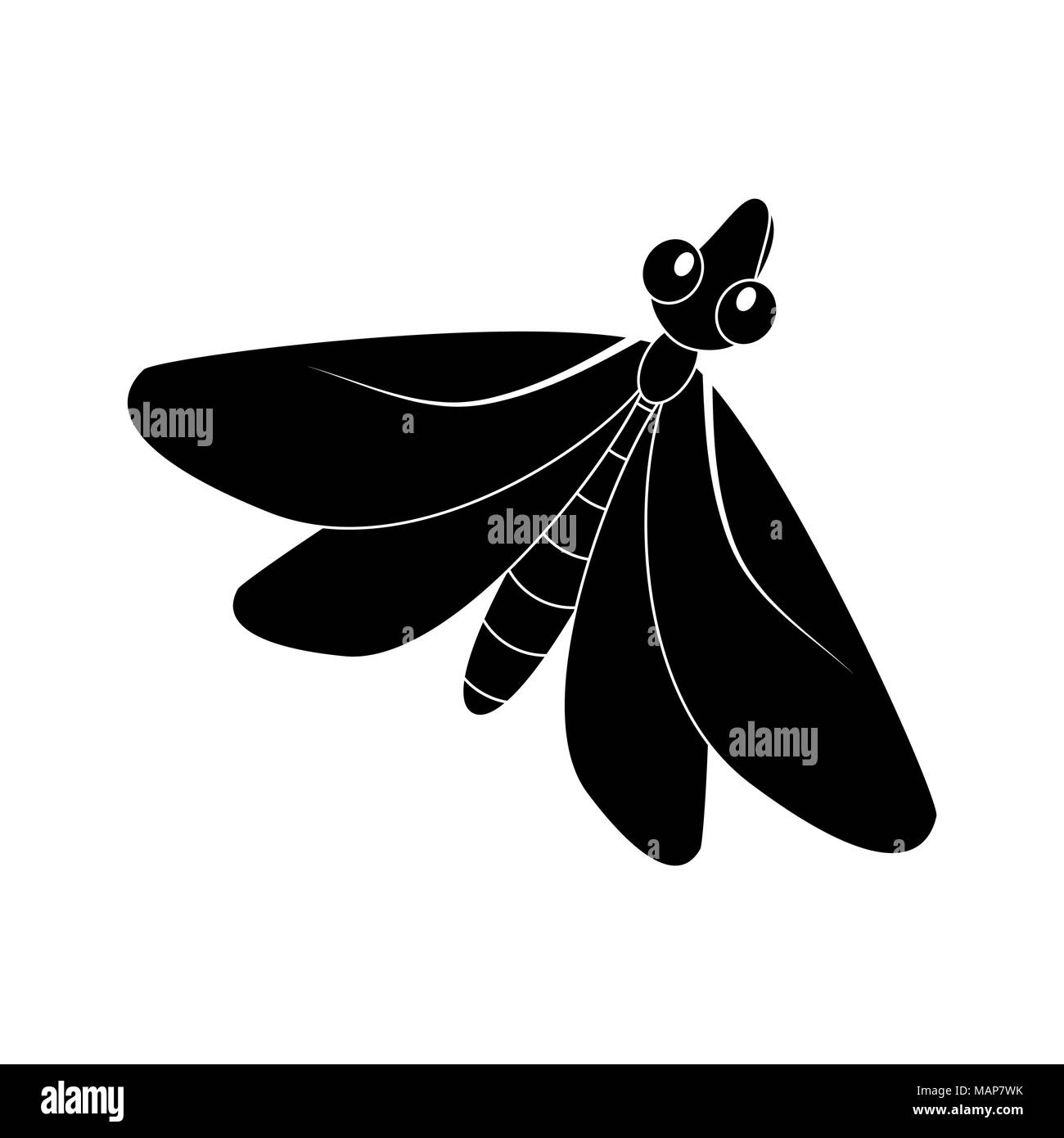 Cartoon silueta polilla insecto aislado sobre fondo blanco. Ilustración del Vector