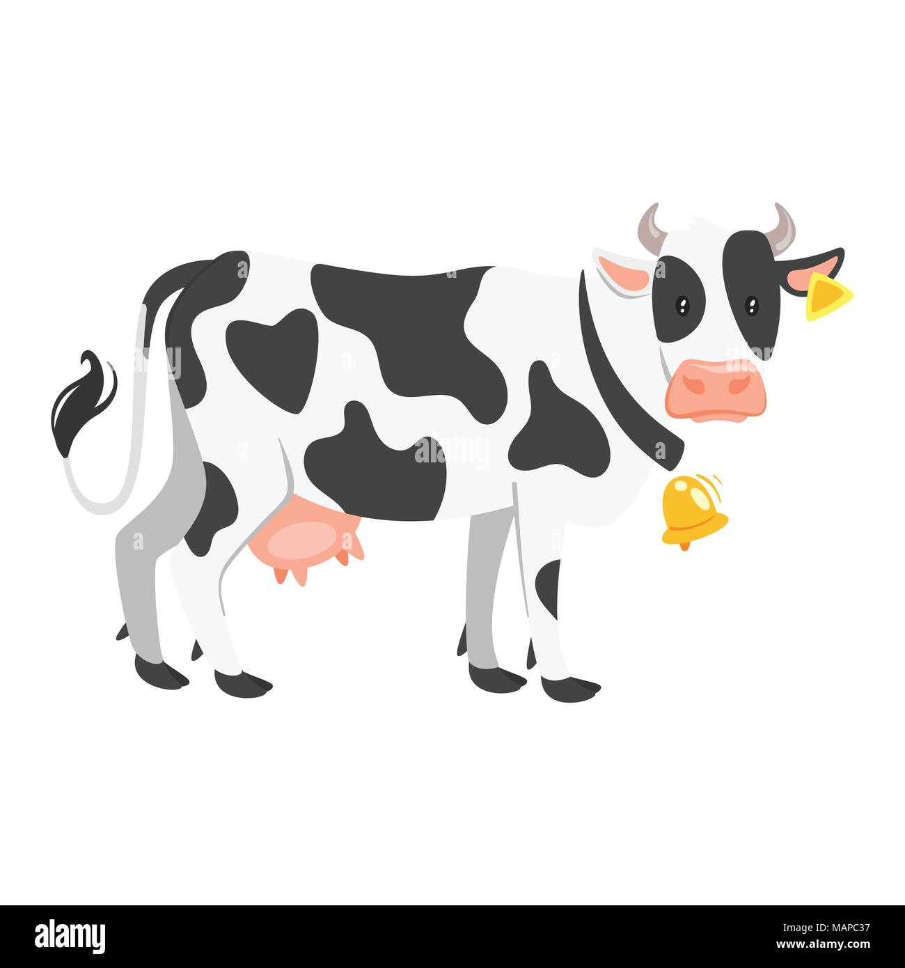 Ilustración del estilo de dibujos animados de vectores de animales de  granja - Vaca. Aislado sobre fondo blanco Imagen Vector de stock - Alamy