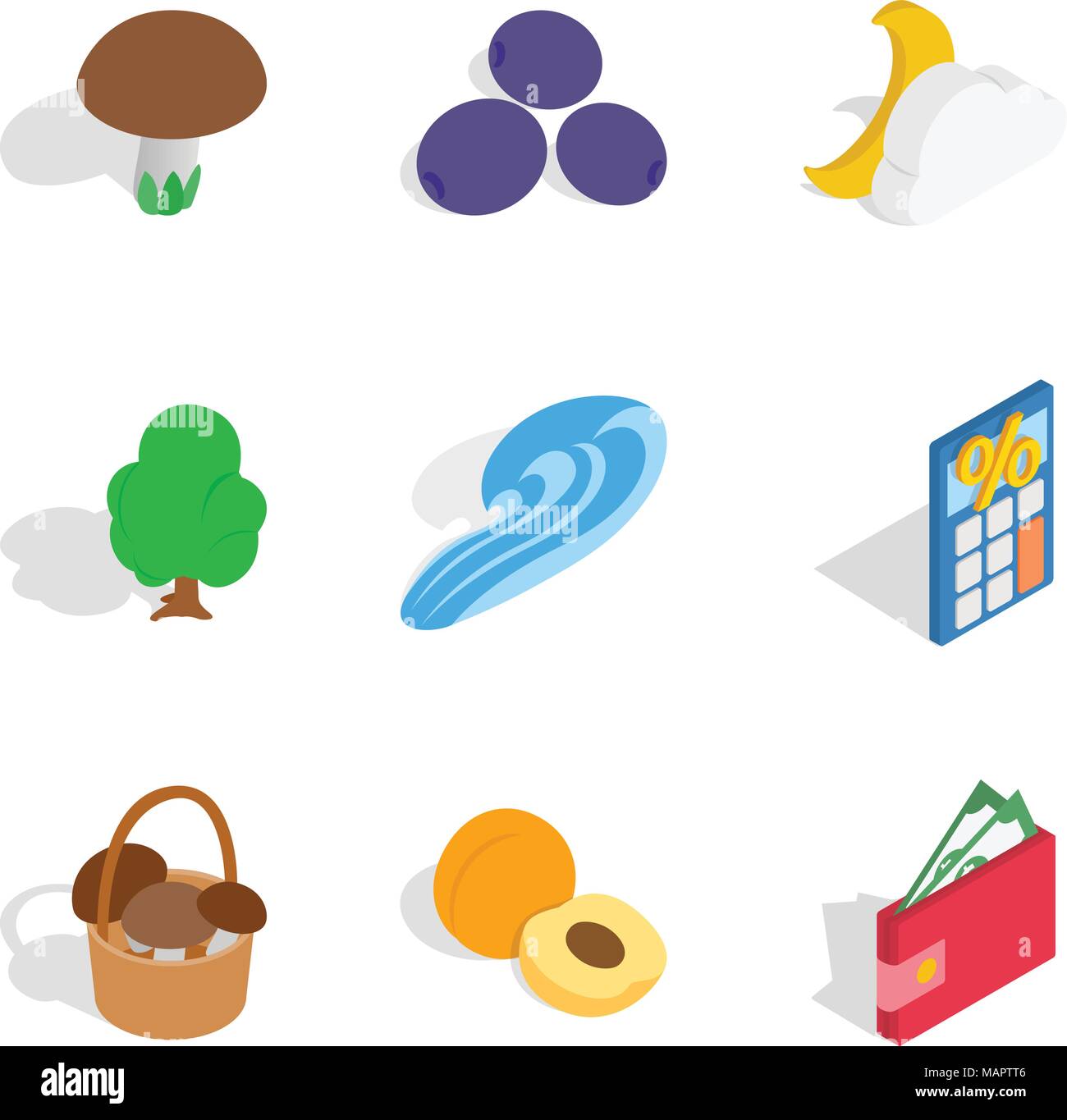 Es factible establecer iconos, estilo isométrico Ilustración del Vector
