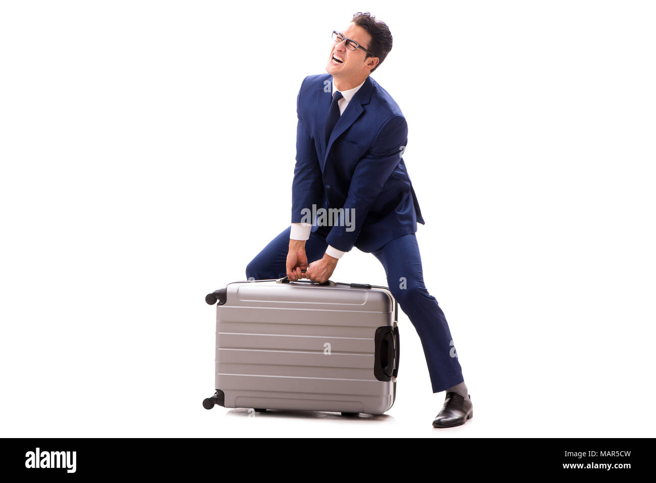 El empresario enfrenta cargos excedentes debido a maleta pesada Fotografía  de stock - Alamy