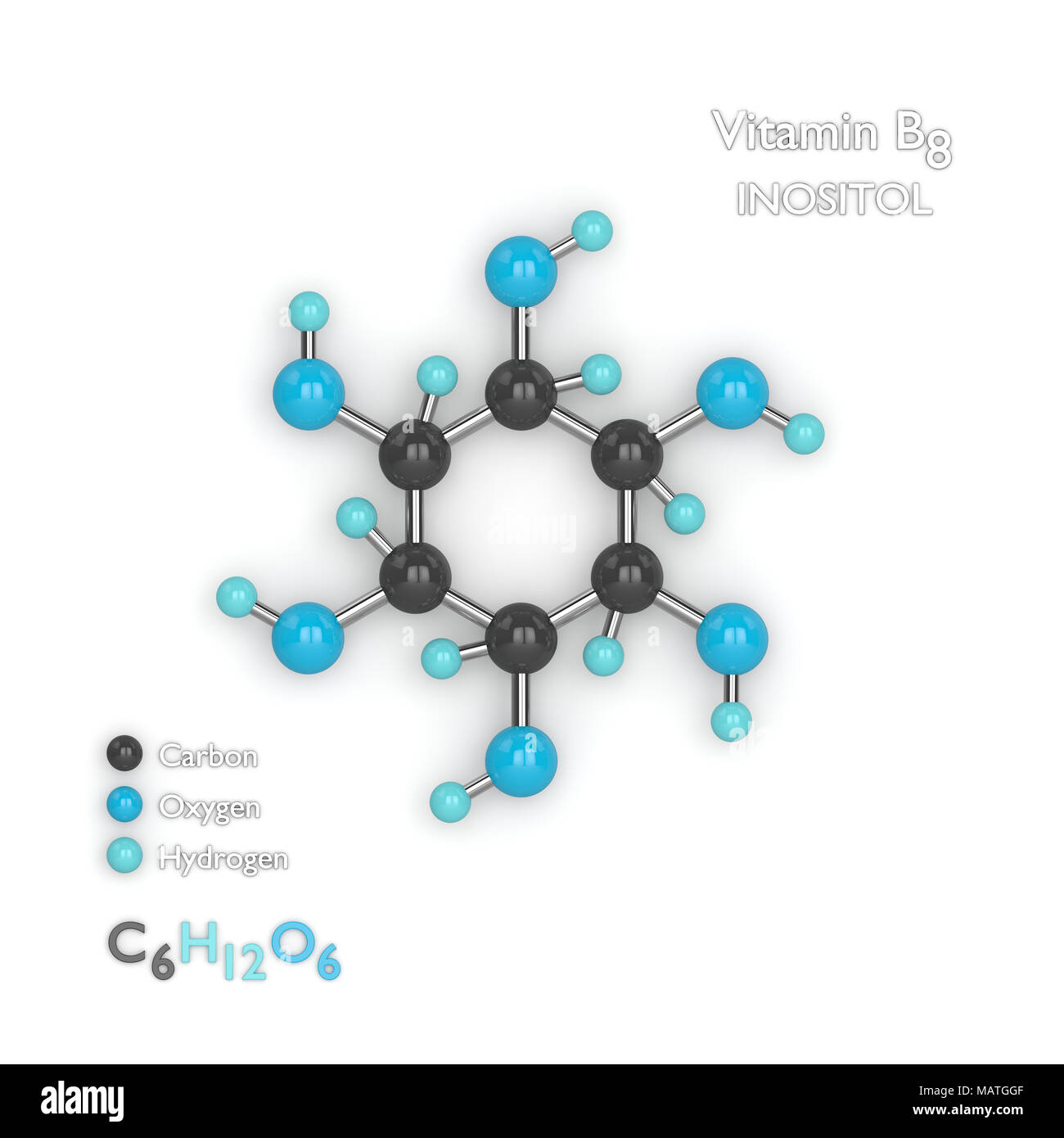 3d Render De Modelo Molecular Con La Fórmula Molecular De La Vitamina B8 Sobre Fondo Blanco 8783