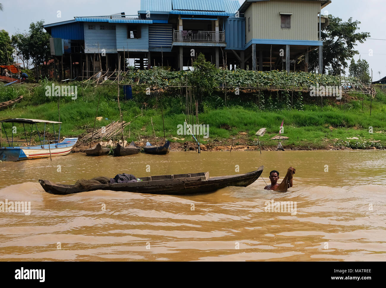 Kompong Khleang aldea flotante, Siem Reap, Camboya Foto de stock