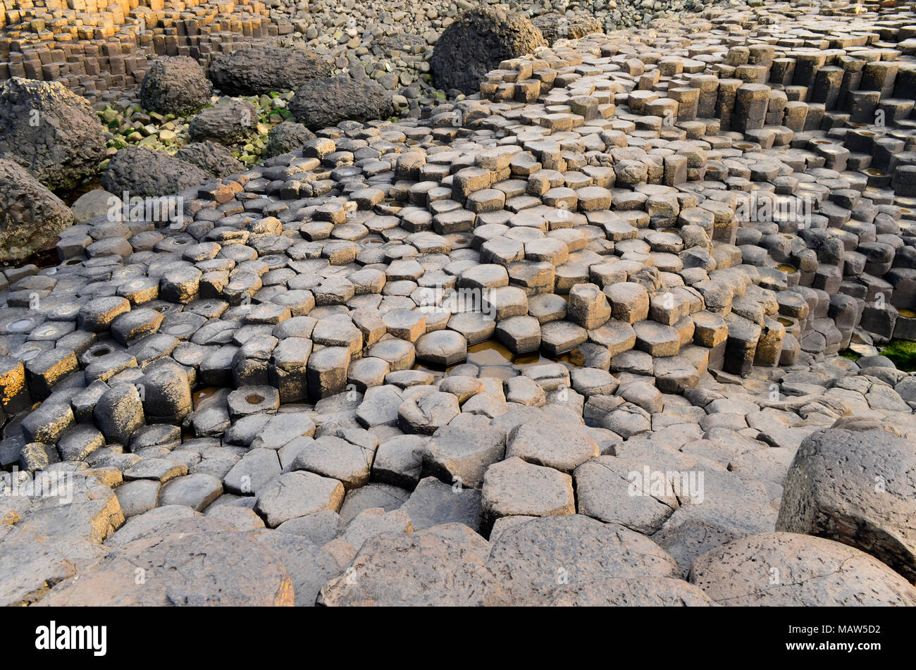 Giants Causeway coast rocks piedras volcánicas acantilado hexagonal de  Irlanda del Norte, Reino Unido la Unesco pregunto atracción Fotografía de  stock - Alamy