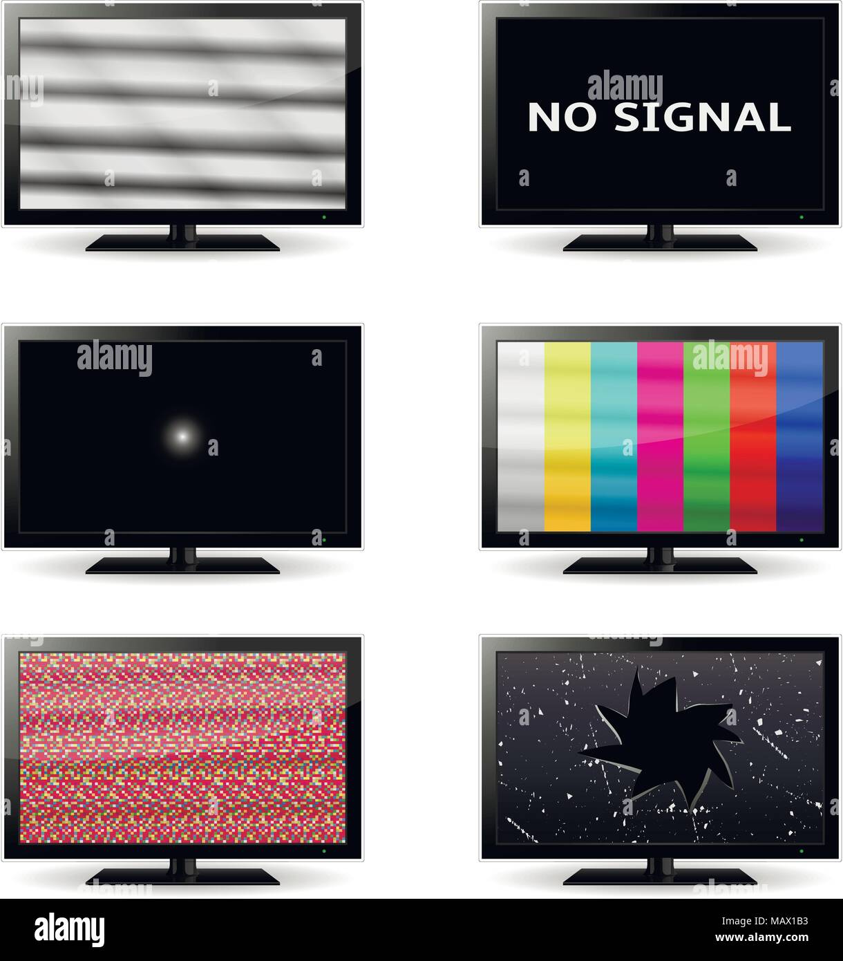 Iconos de la televisión sin señal y prueba de imagen en las pantallas  Imagen Vector de stock - Alamy