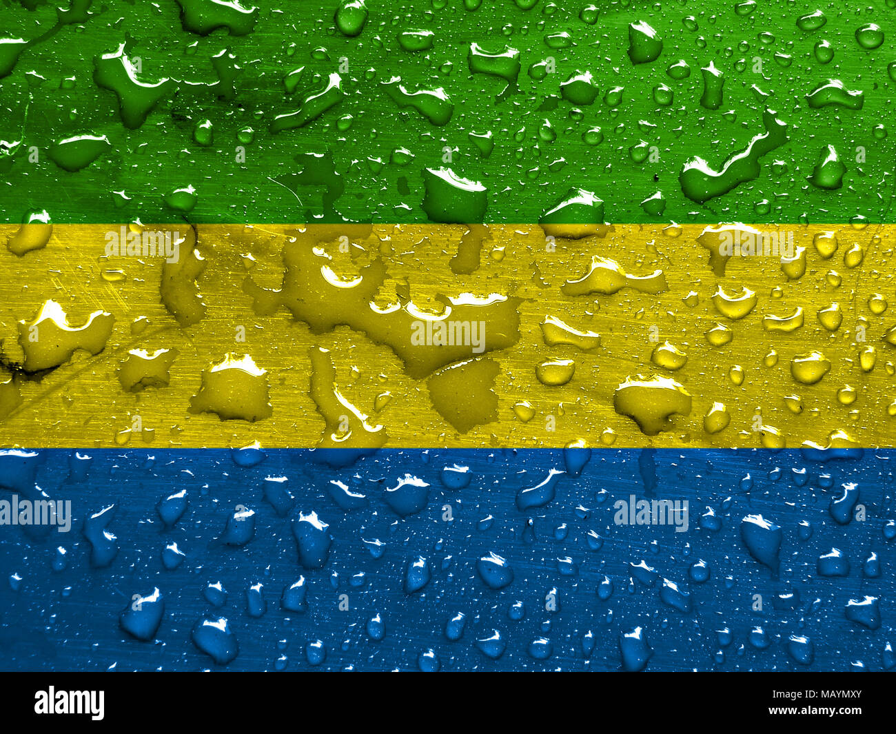Bandera de Gabón con gotas de lluvia Foto de stock