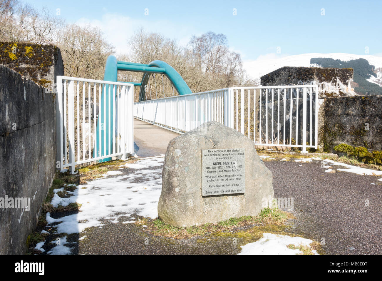 Más Kendrum Edinchip viaducto, quemar, parte del ciclo nacional de Sustrans Ruta 7, Balquhidder, Stirling, Escocia, Reino Unido Foto de stock