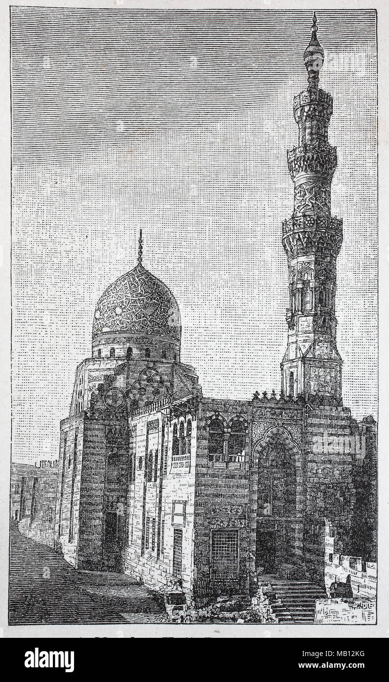 Moschee Grabmoschee Kait-Bey, von Qait-Bey, Kairo, Ã"gypten, digital mejora la reproducción de una impresión original desde el año 1895 Foto de stock