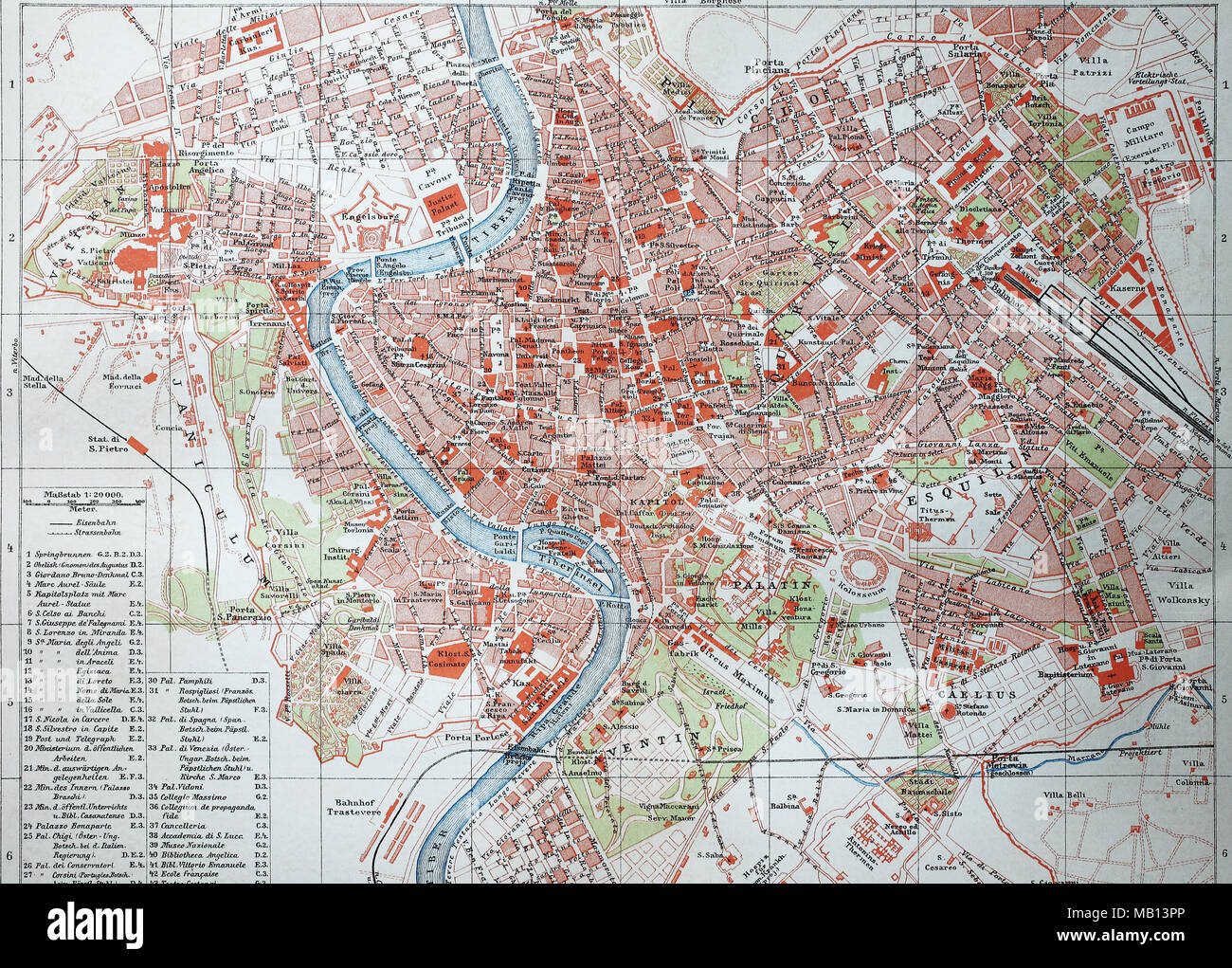 Stadtplan Von Rom Italien 1895 Mapa De La Ciudad De Roma Italia Mejor Reproducción Digital 3324