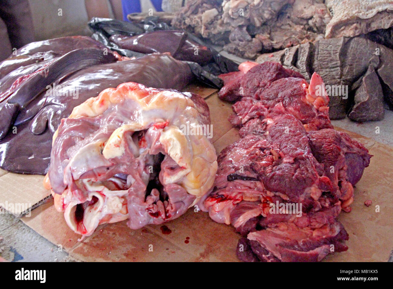 La carne, el mercado libre, Belem, Paraiba, Brasil Foto de stock