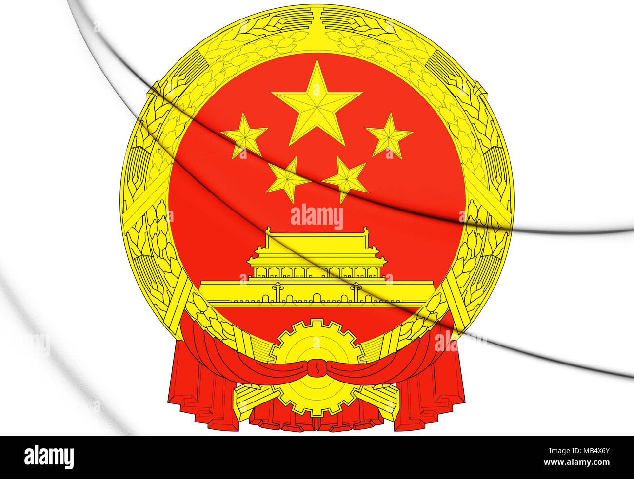 Emblema nacional de la República Popular de China. Ilustración 3D. Foto de stock