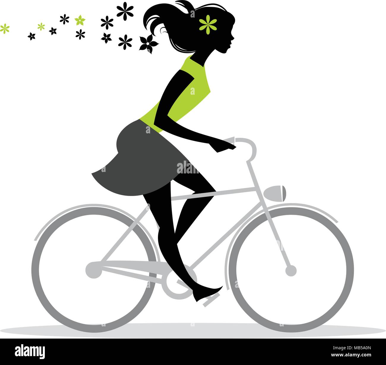 Chica silueta en bicicleta ilustración vectorial Imagen Vector de