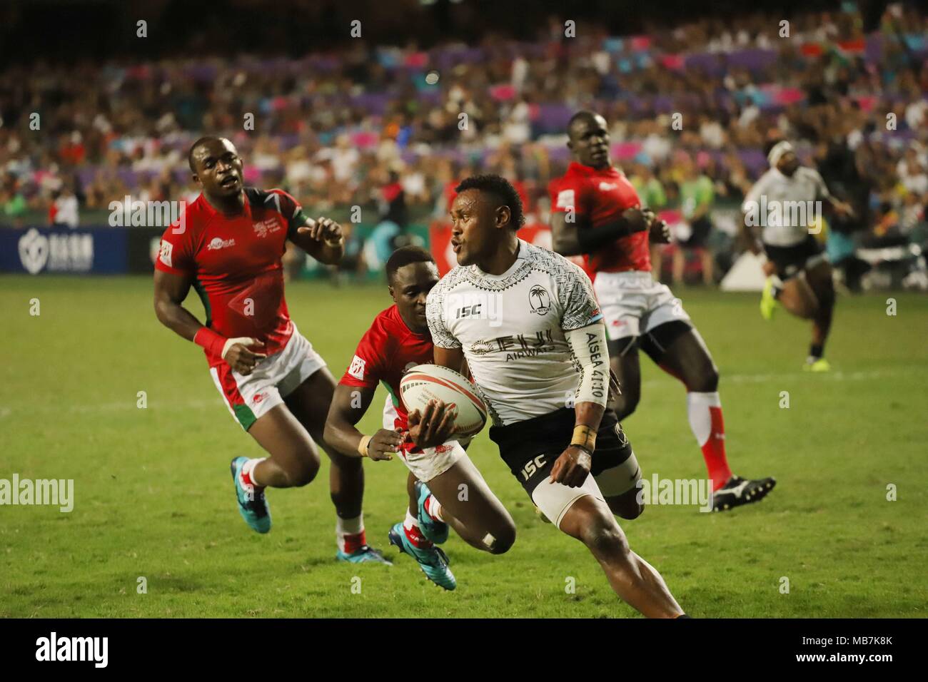 Hong Kong, China. 8 abr, 2018. Fiji ganó Kenia 24 :12 en Hong Kong Rugby Sevens 2018 Final. Apr 8, 2018 Hong Kong.ZUMA/Liau Chung Chung Liau Crédito: Ren REN/Zuma alambre/Alamy Live News Foto de stock