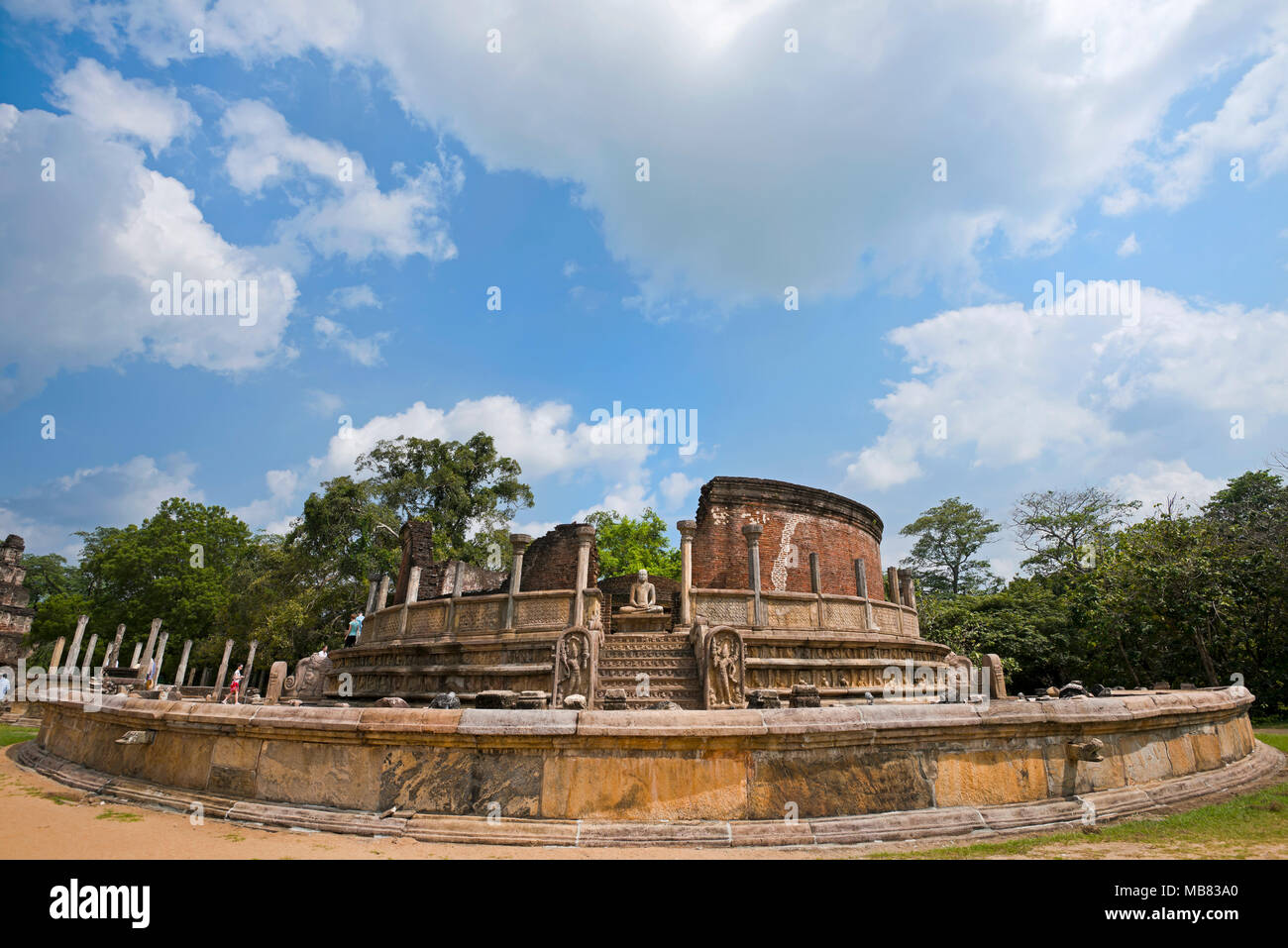 Vista horizontal del Vatadage en Polonnaruwa, Sri Lanka. Foto de stock
