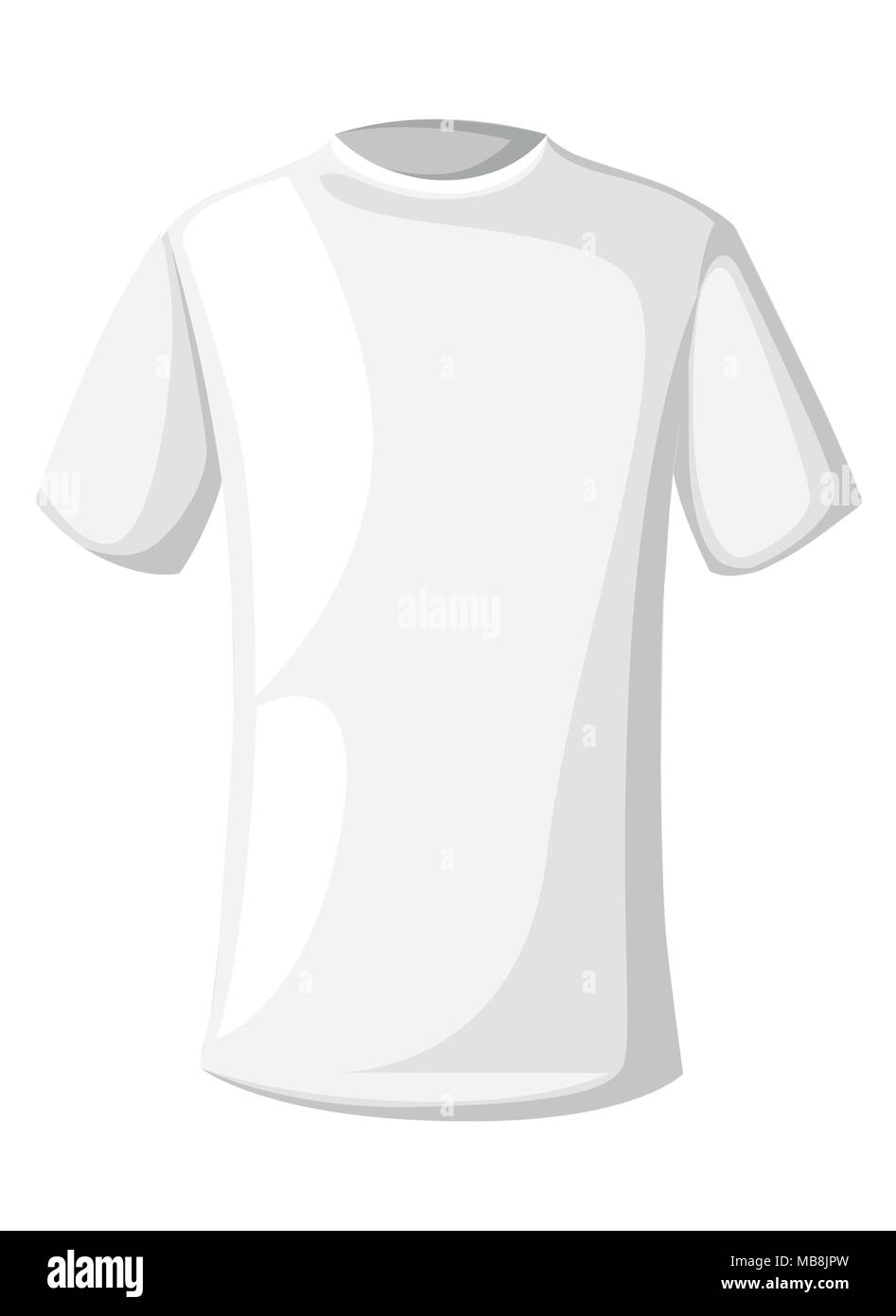 T-shirts de plantilla en blanco. Camiseta unisex blanca. Diseño estilo de animados. Ilustración vectorial sobre fondo blanco. de sitio Web y aplicaciones móviles Imagen Vector de stock -