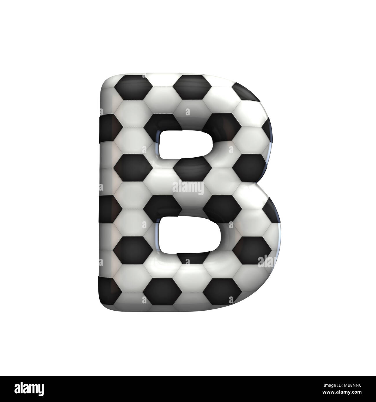 Balón de fútbol textura mayúscula B. 3D Rendering Foto de stock