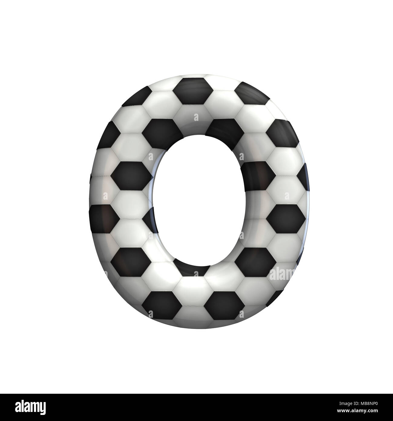 Balón de fútbol letra mayúscula O. de textura 3D Rendering Foto de stock