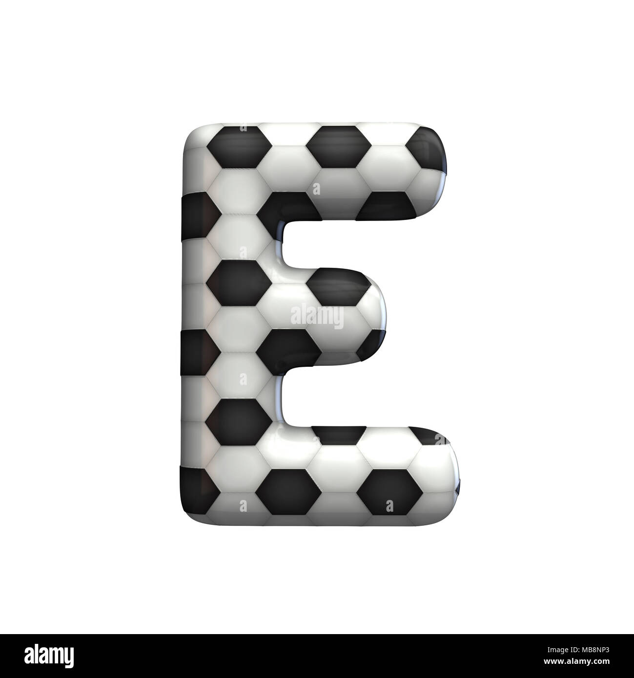 Balón de fútbol textura mayúscula E. 3D Rendering Foto de stock