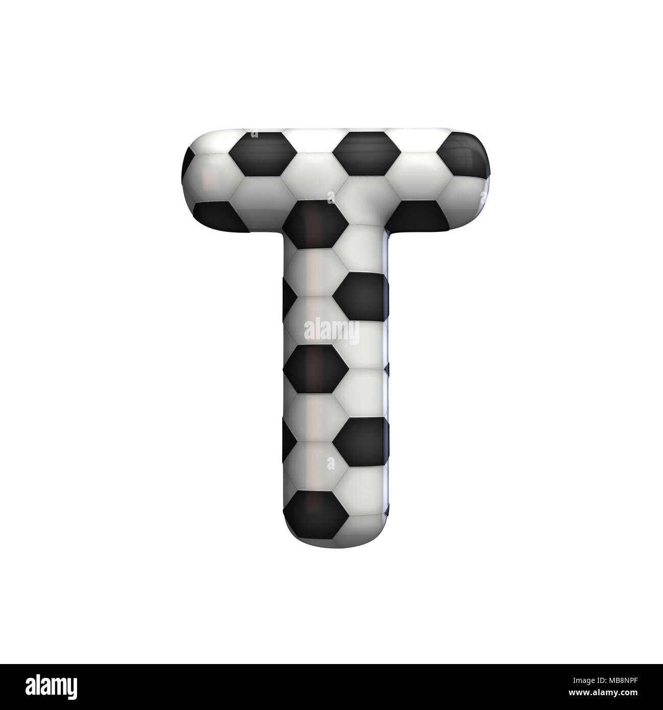 Balón de fútbol textura mayúscula T. 3D Rendering Foto de stock