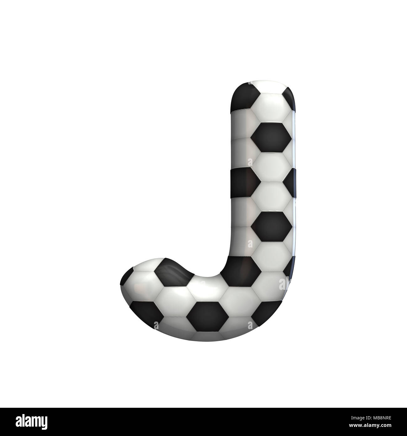 Balón de fútbol textura mayúscula J. 3D Rendering Foto de stock