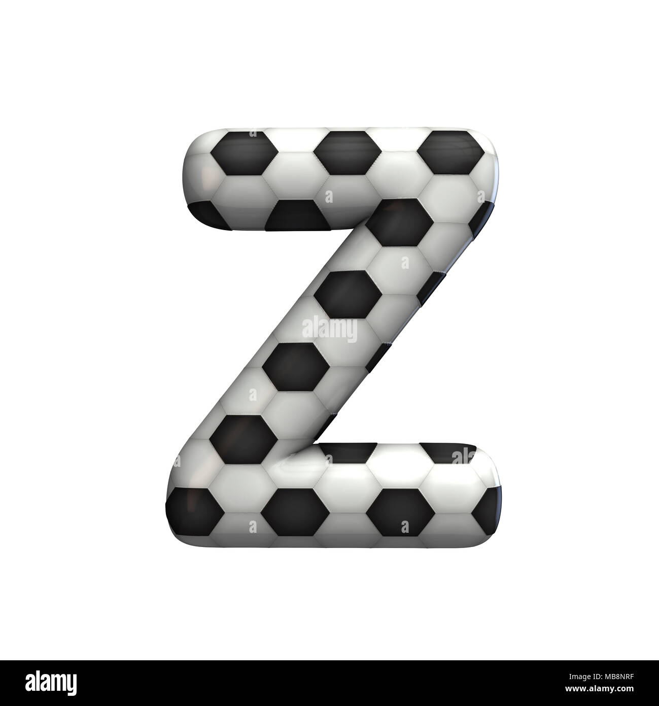 Balón de fútbol letra Z. capital de textura 3D Rendering Foto de stock