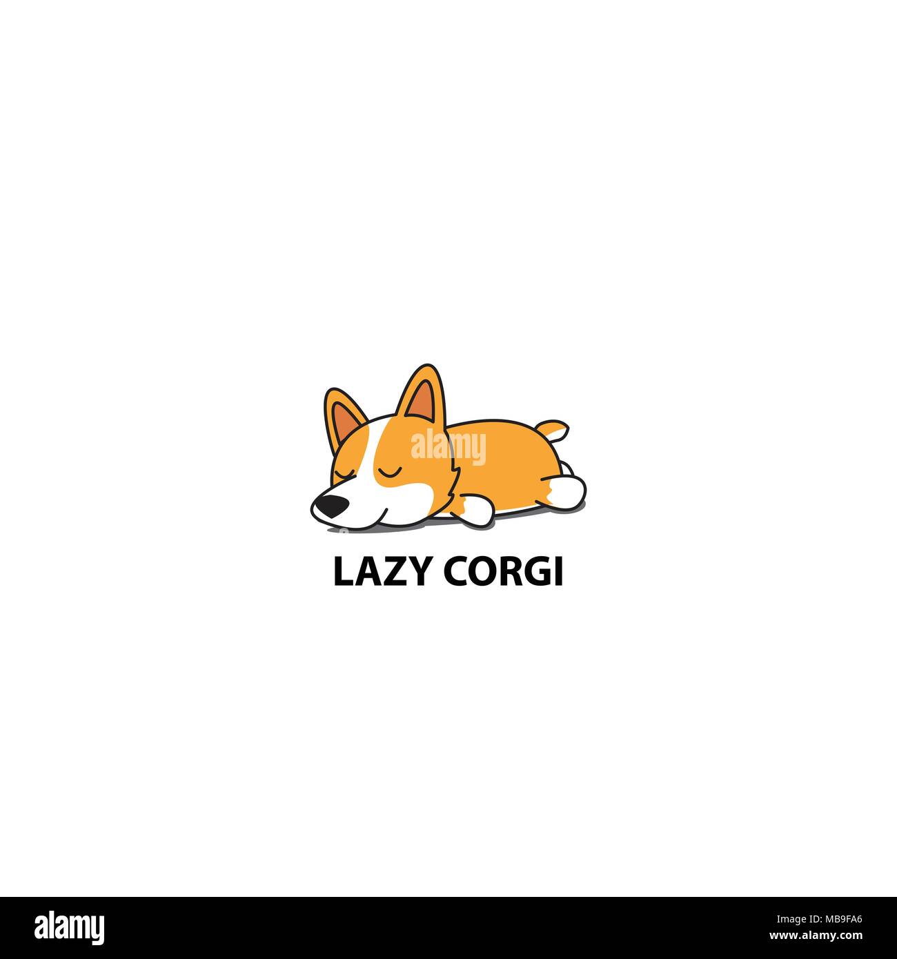 Lazy corgi, lindo cachorro durmiendo icono, diseño de logotipos, ilustración vectorial. Ilustración del Vector