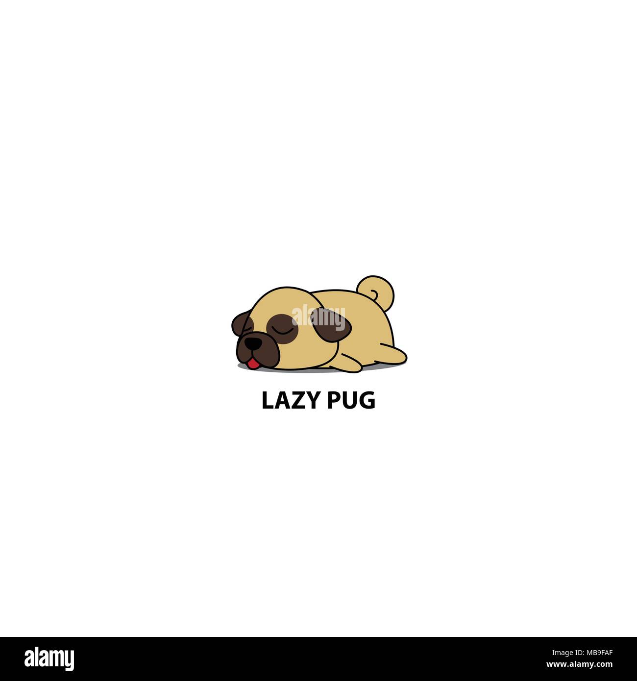 Perro perezoso, lindo pug dormir icono, diseño de logotipos, ilustración vectorial Ilustración del Vector