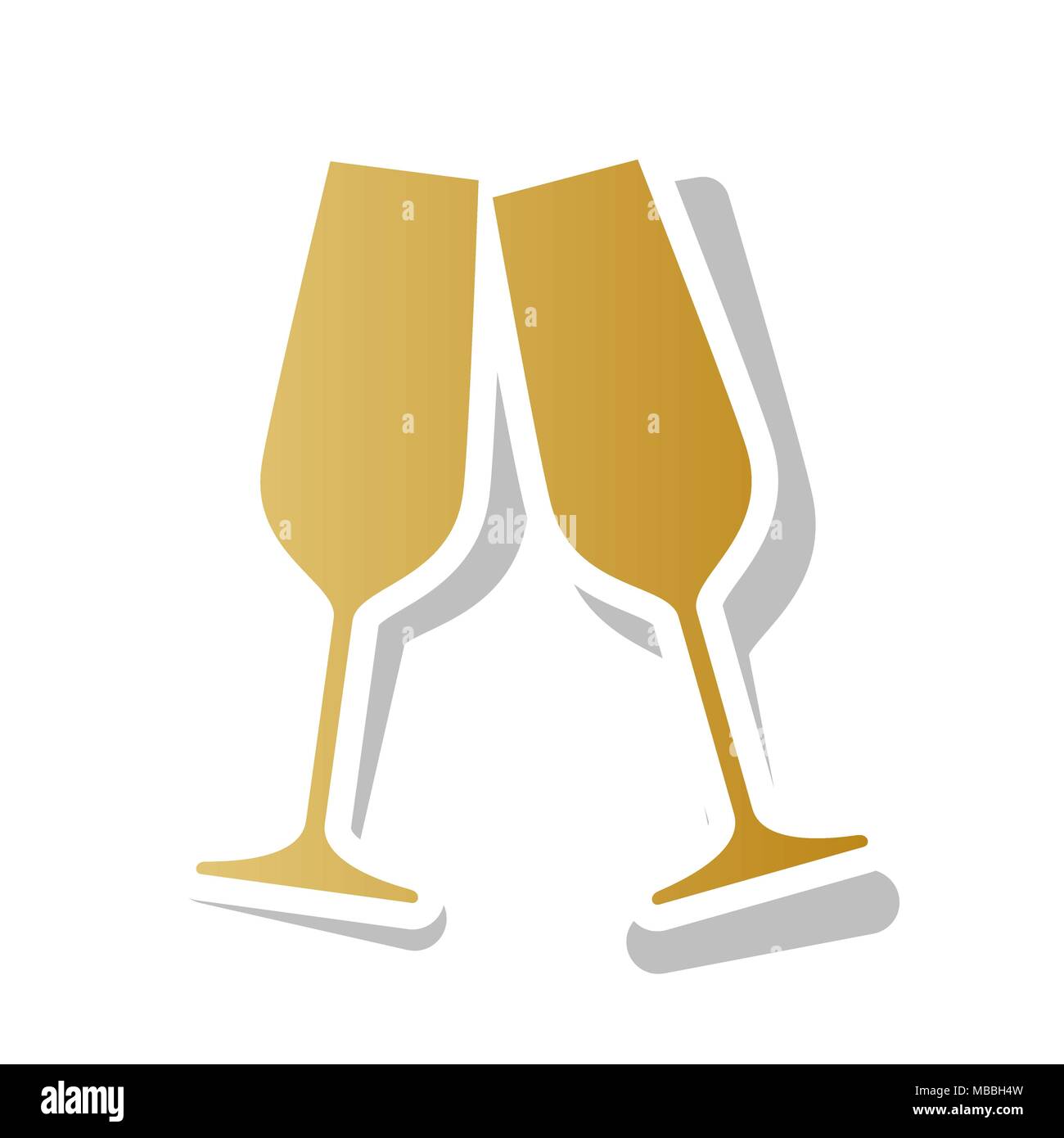 Champagne Copas. Vector. Icono gradiente dorado con contorno blanco y  girada gris sombra en fondo blanco Imagen Vector de stock - Alamy