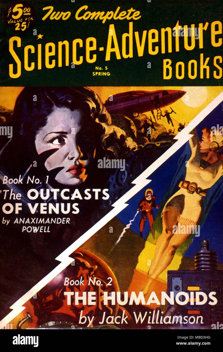 Revistas de ciencia ficción y horror. Los libros de aventuras 'Science' cubrir la primavera, 1952 Foto de stock