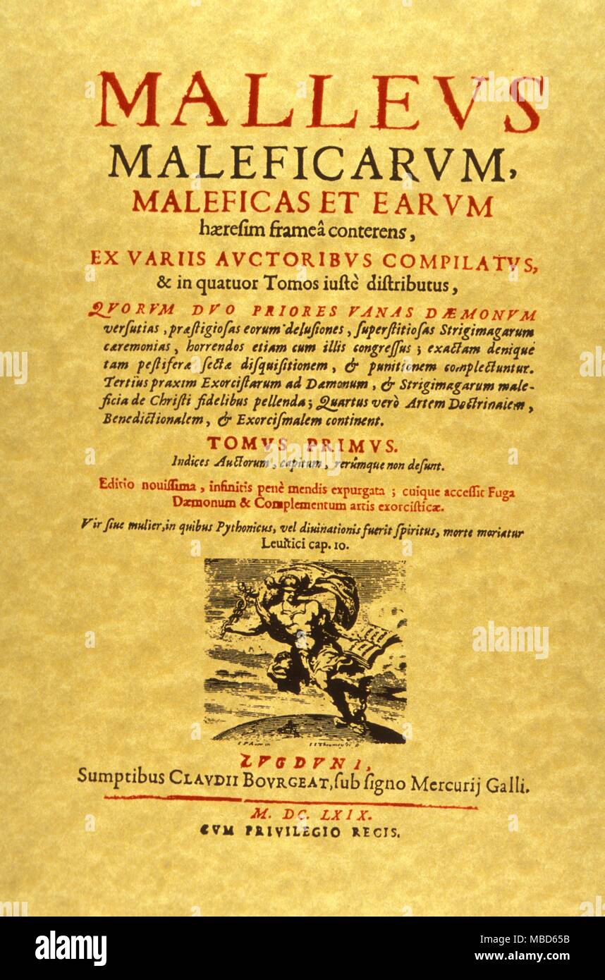 La brujería Martillo Maleficarum página de título de Sprenger y Kramer's '  Hexenhammer Maleus Maleficarum ', ' ' (el martillo